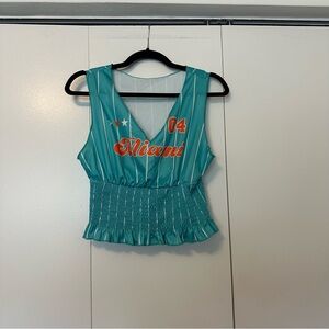 5 for $25 SHEIN Miami Dolphins Teal V-Neck Sleeveless Crop Top